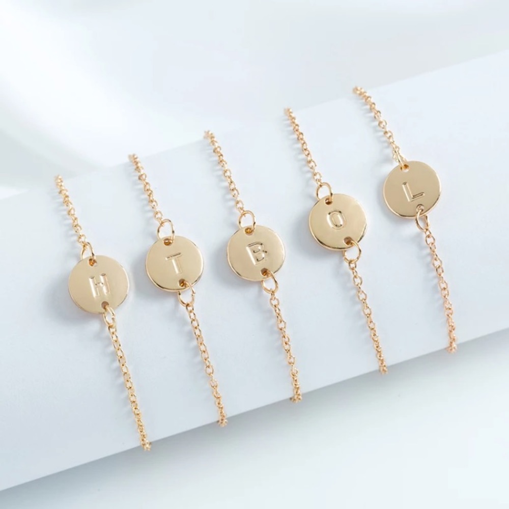 Minimalist Initial Letter Pendant Simple Bracelet - Picture 8 of 10